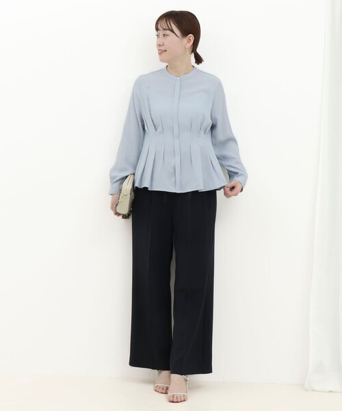 MICO COULIER（ミコクリエ）の「TRピケタックブラウス（シャツ/ブラウス・レディース・ネイビー/オフホワイト/サックスブルー・38）」の4枚目の写真