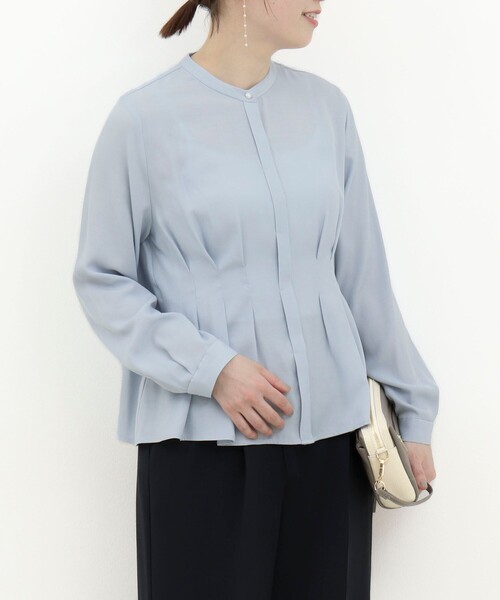 MICO COULIER（ミコクリエ）の「TRピケタックブラウス（シャツ/ブラウス・レディース・ネイビー/オフホワイト/サックスブルー・38）」の5枚目の写真