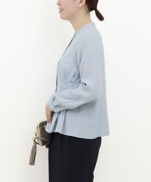 MICO COULIER（ミコクリエ）の「TRピケタックブラウス（シャツ/ブラウス・レディース・ネイビー/オフホワイト/サックスブルー・38）」の8枚目の写真