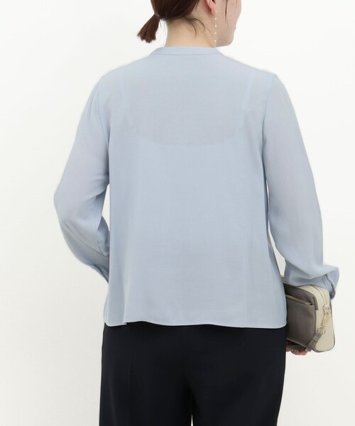 MICO COULIER（ミコクリエ）の「TRピケタックブラウス（シャツ/ブラウス・レディース・ネイビー/オフホワイト/サックスブルー・38）」の10枚目の写真