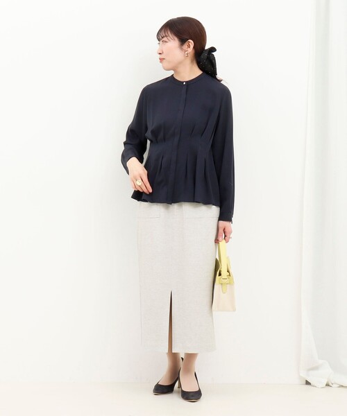 MICO COULIER（ミコクリエ）の「TRピケタックブラウス（シャツ/ブラウス・レディース・ネイビー/オフホワイト/サックスブルー・38）」の11枚目の写真