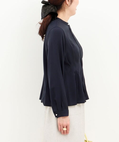 MICO COULIER（ミコクリエ）の「TRピケタックブラウス（シャツ/ブラウス・レディース・ネイビー/オフホワイト/サックスブルー・38）」の14枚目の写真