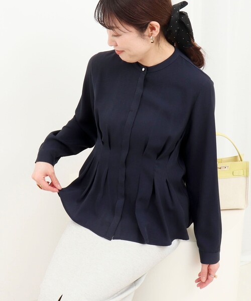 MICO COULIER（ミコクリエ）の「TRピケタックブラウス（シャツ/ブラウス・レディース・ネイビー/オフホワイト/サックスブルー・38）」の17枚目の写真