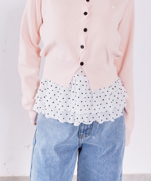 archives(アルシーヴ)の「ドットアソートシアーフリルカットTOPS(Tシャツ/カットソー・レディース・ブラック/オフホワイト/ホワイト・MEDIUM)」の1枚目の写真