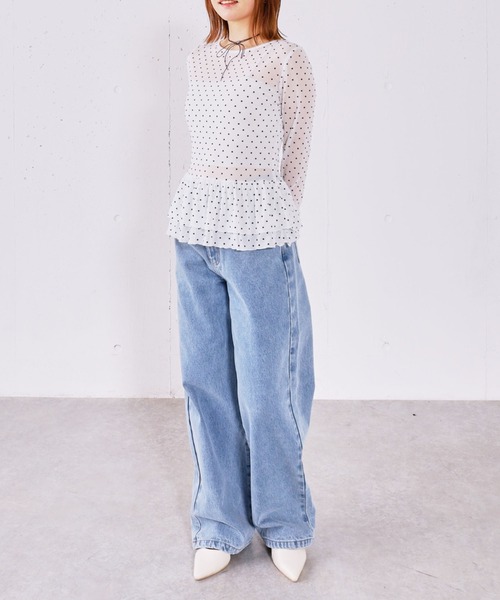 archives(アルシーヴ)の「ドットアソートシアーフリルカットTOPS(Tシャツ/カットソー・レディース・ブラック/オフホワイト/ホワイト・MEDIUM)」の12枚目の写真