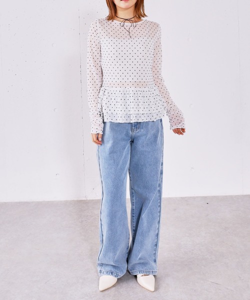 archives(アルシーヴ)の「ドットアソートシアーフリルカットTOPS(Tシャツ/カットソー・レディース・ブラック/オフホワイト/ホワイト・MEDIUM)」の13枚目の写真