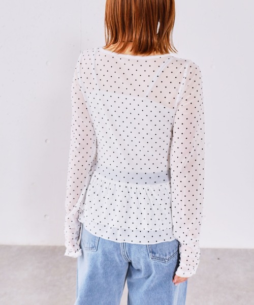 archives(アルシーヴ)の「ドットアソートシアーフリルカットTOPS(Tシャツ/カットソー・レディース・ブラック/オフホワイト/ホワイト・MEDIUM)」の11枚目の写真