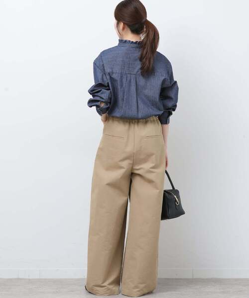 JOURNAL STANDARD relume（ジャーナルスタンダード　レリューム）の「《WEB限定追加4》スタンドネックデニムフリルブラウス（シャツ/ブラウス・レディース・ネイビー/ブルー・FREE）」の6枚目の写真