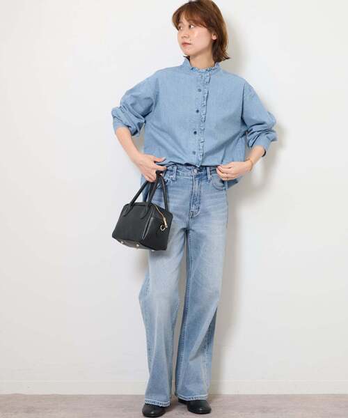 JOURNAL STANDARD relume（ジャーナルスタンダード　レリューム）の「《WEB限定追加4》スタンドネックデニムフリルブラウス（シャツ/ブラウス・レディース・ネイビー/ブルー・FREE）」の12枚目の写真
