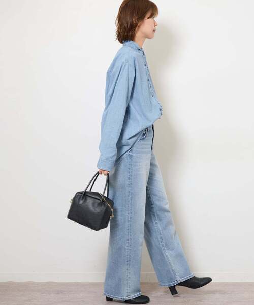 JOURNAL STANDARD relume（ジャーナルスタンダード　レリューム）の「《WEB限定追加4》スタンドネックデニムフリルブラウス（シャツ/ブラウス・レディース・ネイビー/ブルー・FREE）」の14枚目の写真