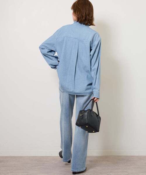 JOURNAL STANDARD relume（ジャーナルスタンダード　レリューム）の「《WEB限定追加4》スタンドネックデニムフリルブラウス（シャツ/ブラウス・レディース・ネイビー/ブルー・FREE）」の15枚目の写真