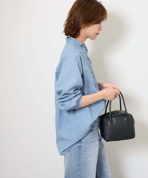JOURNAL STANDARD relume（ジャーナルスタンダード　レリューム）の「《WEB限定追加4》スタンドネックデニムフリルブラウス（シャツ/ブラウス・レディース・ネイビー/ブルー・FREE）」の17枚目の写真