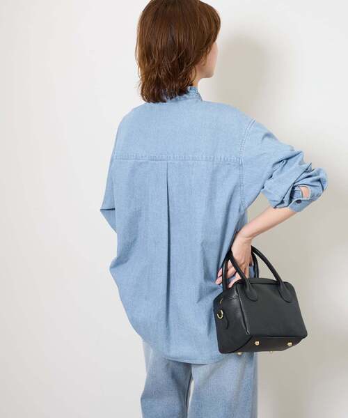 JOURNAL STANDARD relume（ジャーナルスタンダード　レリューム）の「《WEB限定追加4》スタンドネックデニムフリルブラウス（シャツ/ブラウス・レディース・ネイビー/ブルー・FREE）」の18枚目の写真