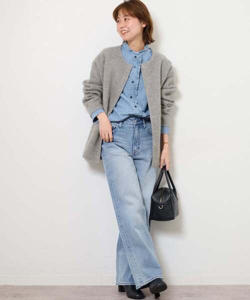 JOURNAL STANDARD relume（ジャーナルスタンダード　レリューム）の「《WEB限定追加4》スタンドネックデニムフリルブラウス（シャツ/ブラウス・レディース・ネイビー/ブルー・FREE）」の19枚目の写真