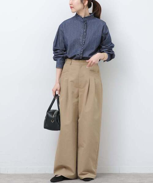 JOURNAL STANDARD relume（ジャーナルスタンダード　レリューム）の「《WEB限定追加4》スタンドネックデニムフリルブラウス（シャツ/ブラウス・レディース・ネイビー/ブルー・FREE）」の13枚目の写真