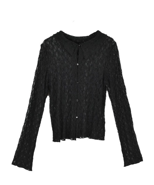 Reurie'(レウリィ)の「エンボスレースポロシャツ / 春服 襟 アイボリー ブラック レース(カーディガン/ボレロ・レディース・アイボリー/ブラック・FREE)」の6枚目の写真
