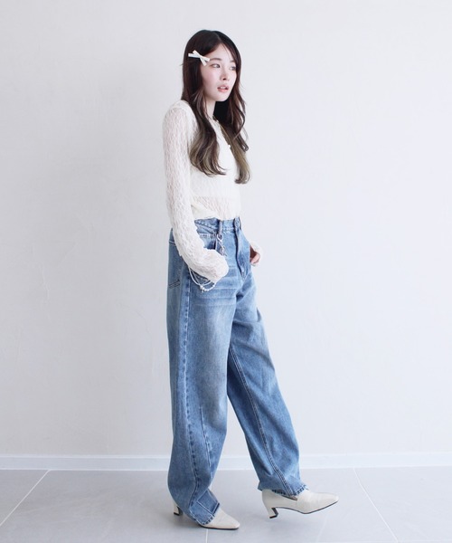 Reurie'(レウリィ)の「エンボスレースポロシャツ / 春服 襟 アイボリー ブラック レース(カーディガン/ボレロ・レディース・アイボリー/ブラック・FREE)」の10枚目の写真