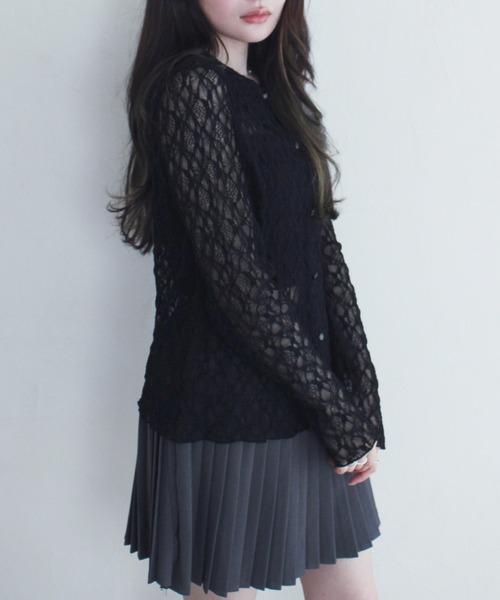 Reurie'(レウリィ)の「エンボスレースポロシャツ / 春服 襟 アイボリー ブラック レース(カーディガン/ボレロ・レディース・アイボリー/ブラック・FREE)」の11枚目の写真