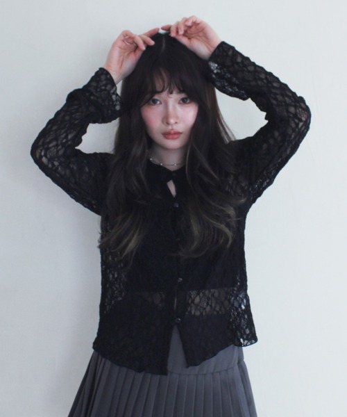 Reurie'(レウリィ)の「エンボスレースポロシャツ / 春服 襟 アイボリー ブラック レース(カーディガン/ボレロ・レディース・アイボリー/ブラック・FREE)」の20枚目の写真