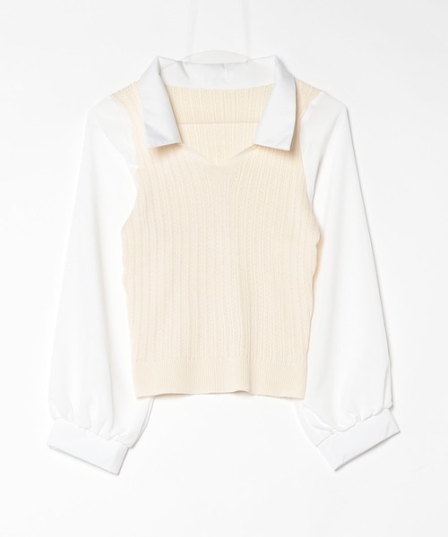 Lips(リップス)の「異素材ミックスで魅せる!上品さとトレンドを兼ね備えた大人ブラウス(シャツ/ブラウス・レディース・グレー/アイボリー/ブラック・FREE)」の18枚目の写真