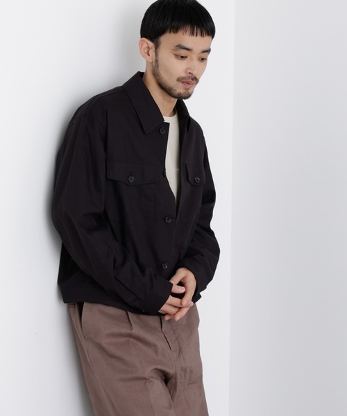 NANO universe(ナノユニバース)の「「FRENCH LINEN」リネンコットンシャツブルゾン(ブルゾン・メンズ・ブラック/その他1・S/M/L)」の1枚目の写真