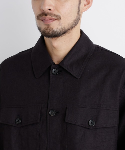 NANO universe(ナノユニバース)の「「FRENCH LINEN」リネンコットンシャツブルゾン(ブルゾン・メンズ・ブラック/その他1・S/M/L)」の12枚目の写真