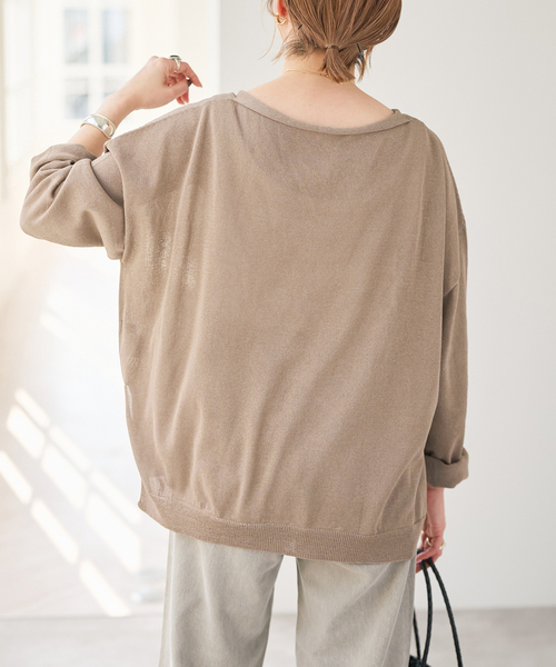 Spick & Span（スピックアンドスパン）の「ペーパーヤーンVネックルーズプルオーバー（ニット/セーター・レディース・ホワイト/ネイビー/モカ/イエロー・FREE）」の20枚目の写真