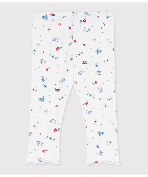 PETIT BATEAU(プチバトー)の「フラワーリブ編みカルソン(その他パンツ・キッズ・ホワイト系その他・36MONTH)」の1枚目の写真
