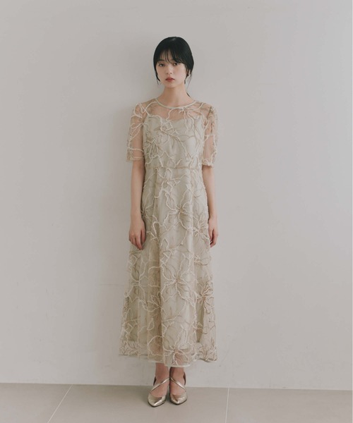 kaene(カエン)の「エンブロイダリーモールレースドレス【結婚式 二次会 同窓会 成人式 パーティードレス】(ワンピース・レディース・ブルーグレー/ベージュ・M/S)」の20枚目の写真