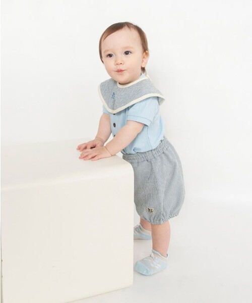 BRANSHES（ブランシェス）の「【涼しい】チェック柄ハーフパンツ（その他ベビー用品・キッズ・ブルー/ブラウン・80/70）」の3枚目の写真