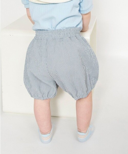 BRANSHES（ブランシェス）の「【涼しい】チェック柄ハーフパンツ（その他ベビー用品・キッズ・ブルー/ブラウン・80/70）」の4枚目の写真