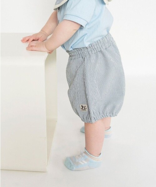 BRANSHES（ブランシェス）の「【涼しい】チェック柄ハーフパンツ（その他ベビー用品・キッズ・ブルー/ブラウン・80/70）」の5枚目の写真