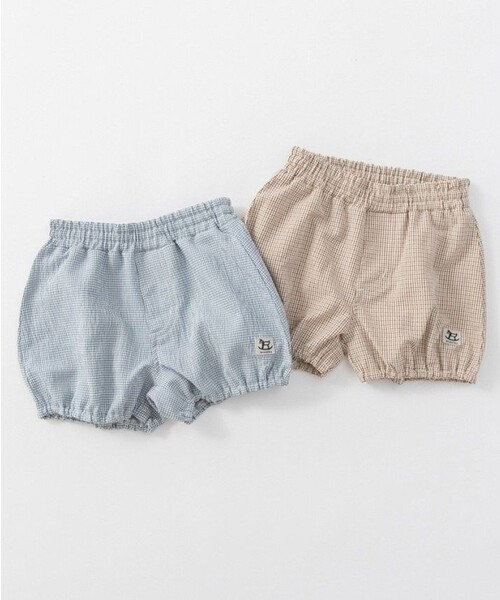 BRANSHES（ブランシェス）の「【涼しい】チェック柄ハーフパンツ（その他ベビー用品・キッズ・ブルー/ブラウン・80/70）」の8枚目の写真