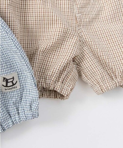 BRANSHES（ブランシェス）の「【涼しい】チェック柄ハーフパンツ（その他ベビー用品・キッズ・ブルー/ブラウン・80/70）」の11枚目の写真