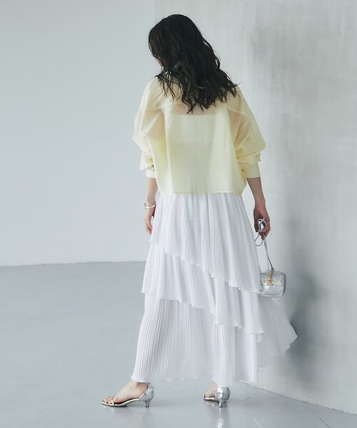 La boutique BonBon（ラブティックボンボン）の「【女子力UP】イレヘムプリーツティアードスカート（スカート・レディース・オフホワイト/サックスブルー/ホワイト・FREE）」の9枚目の写真