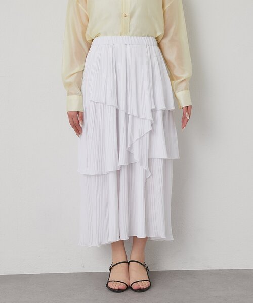 La boutique BonBon（ラブティックボンボン）の「【女子力UP】イレヘムプリーツティアードスカート（スカート・レディース・オフホワイト/サックスブルー/ホワイト・FREE）」の13枚目の写真