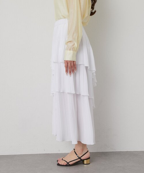 La boutique BonBon（ラブティックボンボン）の「【女子力UP】イレヘムプリーツティアードスカート（スカート・レディース・オフホワイト/サックスブルー/ホワイト・FREE）」の14枚目の写真