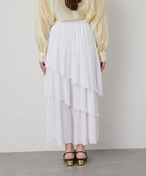 La boutique BonBon（ラブティックボンボン）の「【女子力UP】イレヘムプリーツティアードスカート（スカート・レディース・オフホワイト/サックスブルー/ホワイト・FREE）」の15枚目の写真