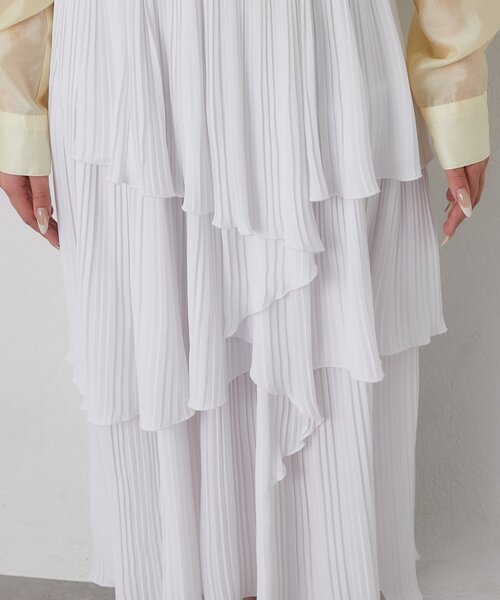 La boutique BonBon（ラブティックボンボン）の「【女子力UP】イレヘムプリーツティアードスカート（スカート・レディース・オフホワイト/サックスブルー/ホワイト・FREE）」の17枚目の写真