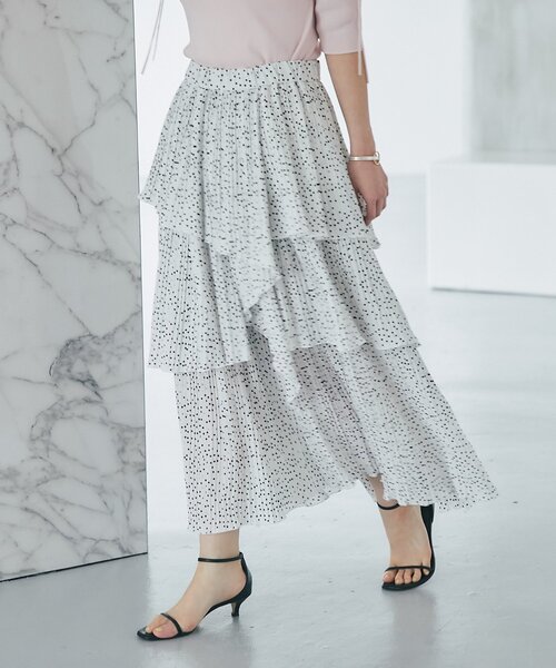 La boutique BonBon（ラブティックボンボン）の「【女子力UP】イレヘムプリーツティアードスカート（スカート・レディース・オフホワイト/サックスブルー/ホワイト・FREE）」の21枚目の写真