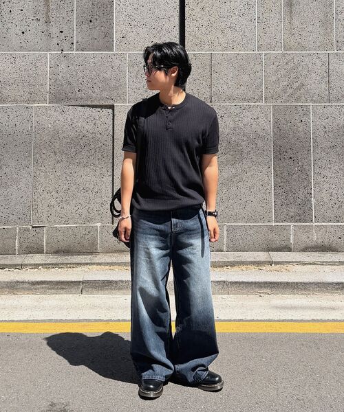 LEMAIN SECOND（リメインセカンド）の「クラシックヘンリーネックウォッシャブル半袖ニット[ブラック]（Tシャツ/カットソー・レディース・その他・MEDIUM/LARGE/X-LARGE）」の12枚目の写真