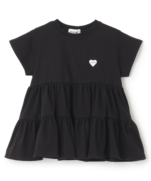 minimal(ミニマル)の「【綿100%】半袖ティアードチュニック(Tシャツ/カットソー・キッズ・ブラック/ピンク/ラベンダー・130cm/110cm/120cm/140cm/100cm/90cm)」の1枚目の写真