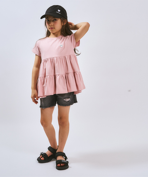 minimal(ミニマル)の「【綿100%】半袖ティアードチュニック(Tシャツ/カットソー・キッズ・ブラック/ピンク/ラベンダー・130cm/110cm/120cm/140cm/100cm/90cm)」の12枚目の写真