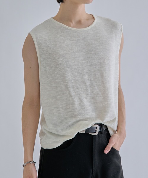 セール】Bound neck sleeveless tops / バインダーネックノースリーブ
