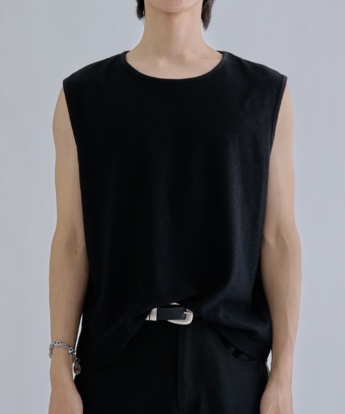 EPNK(イーピーエヌケー)の「Bound neck sleeveless tops / バインダーネックノースリーブトップス(Tシャツ/カットソー・メンズ・アイボリー/ブラック・SMALL/MEDIUM/LARGE)」の22枚目の写真