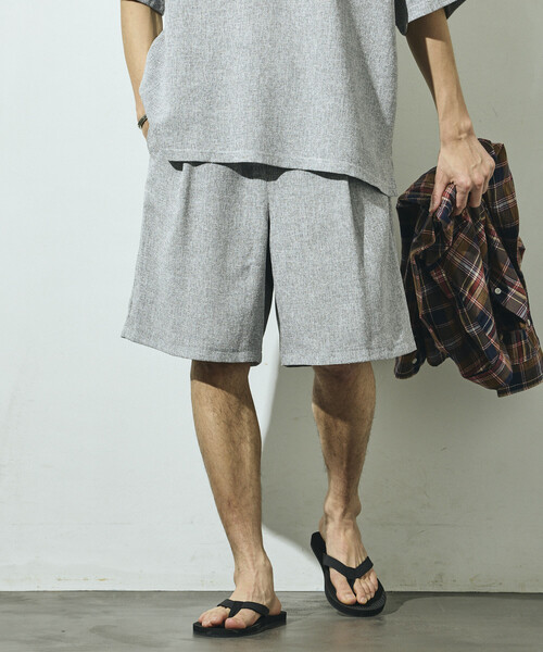 Firsthand(ファーストハンド)の「Firsthand/ファーストハンド サマー ツイード イージー ワイドショーツ / セットアップ対応(その他パンツ・メンズ・ネイビー/ベージュ/グレー/ブラック・LARGE/MEDIUM)」の2枚目の写真