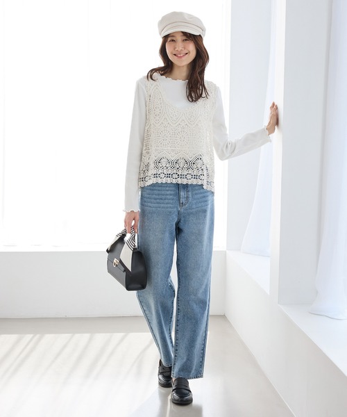 Honeys(ハニーズ)の「クロシェ風ベスト(ベスト・レディース・アイボリー/ブラック・L/LL/M/S)」の3枚目の写真