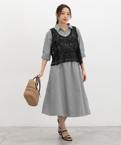 Honeys(ハニーズ)の「クロシェ風ベスト(ベスト・レディース・アイボリー/ブラック・L/LL/M/S)」の7枚目の写真