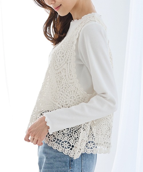 Honeys(ハニーズ)の「クロシェ風ベスト(ベスト・レディース・アイボリー/ブラック・L/LL/M/S)」の16枚目の写真