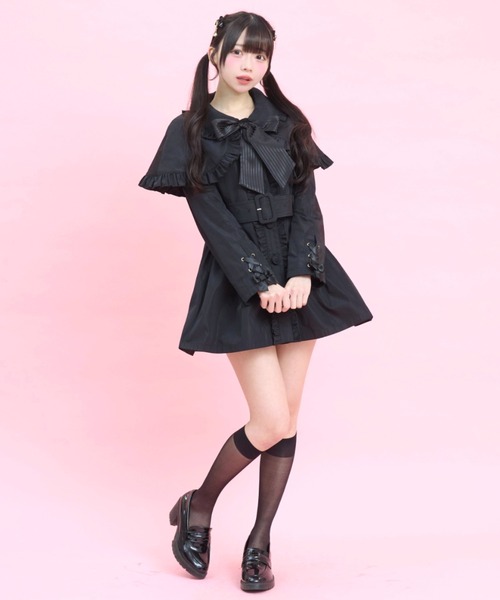 Secret Honey（シークレットハニー）の「ケープ付スプリングコート（その他アウター・レディース・ブラック/ピンク・MEDIUM）」の6枚目の写真